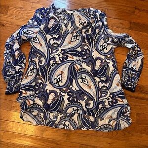 Crown & Ivy Blue Paisley Blouse